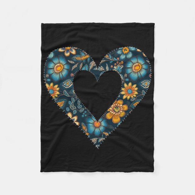 Retro Ukrainian Style Floral Pattern Ukraine Heart Fleecedecke (Vorderseite)