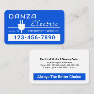 Retro umwerfende blaue Steckerlinie Visitenkarte