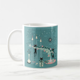 Retro unartige Weihnachtskatze Kaffeetasse