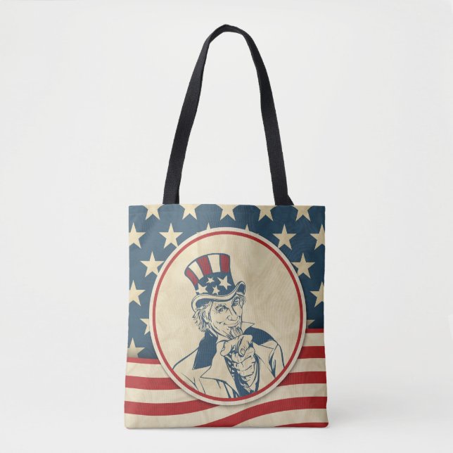 Retro Uncle Sam US Flagge Pattern Tasche (Vorderseite)