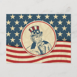 Retro Uncle Sam US Flagge Postkarte