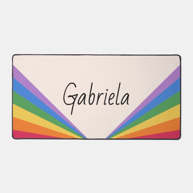 Retro- und Minimalistische Rainbow-Typografie Schreibtischunterlage (Vorderseite)