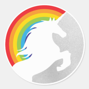 Retro Unicorn der 80er Jahre und Regenbogen Redux Runder Aufkleber