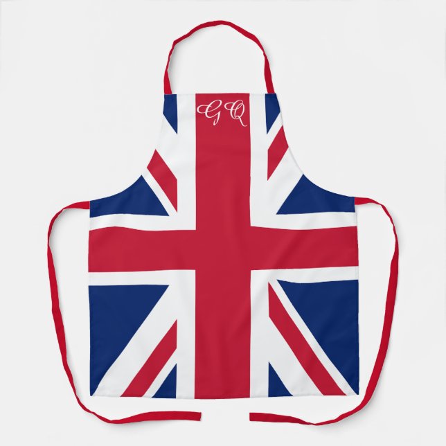 Retro Union Jack Apron - Monogrammed British Flag Schürze (Vorderseite)