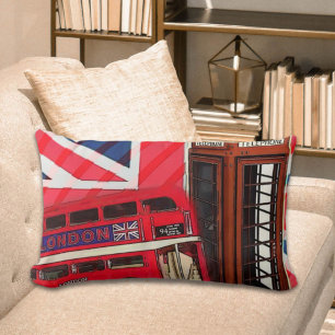 Retro Union Jack London Bus rote Telefonkabine Lendenkissen