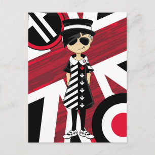 Retro Union Jack Mod Girl Postkarte