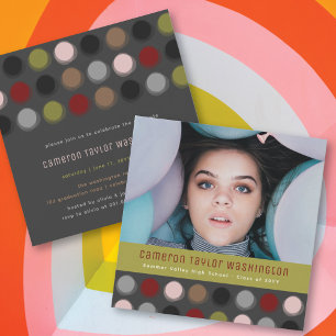 Retro unscharf bunte Punkte Foto Abschlussfeier Einladung