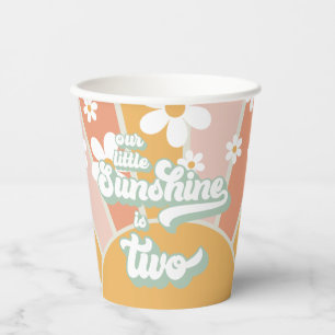 Retro Unser kleiner Sonnenschein ist Zwei Daisy Ge Pappbecher