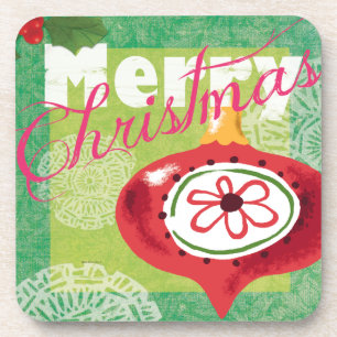Retro Untersetzer Blick der frohen Weihnachten