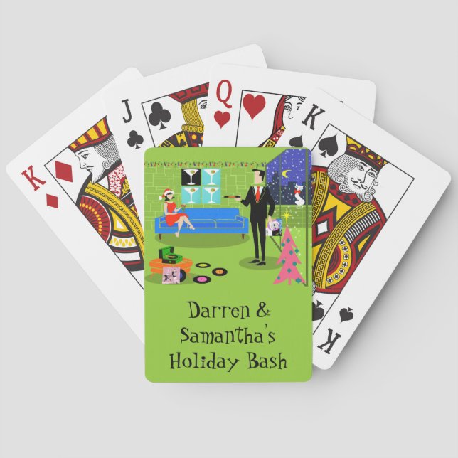 Retro Urban Christmas Couple Playing Cards Spielkarten (Rückseite)