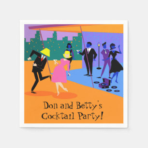 Retro Urban Rooftop Party Papier Napkins Serviette