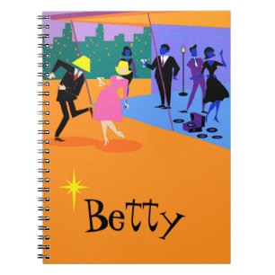 Retro Urban Rooftop Party Spiral Notebook Notizblock