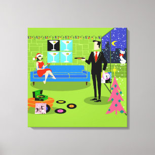 Retro Urban Weihnachten Couple Stretch Leinwand