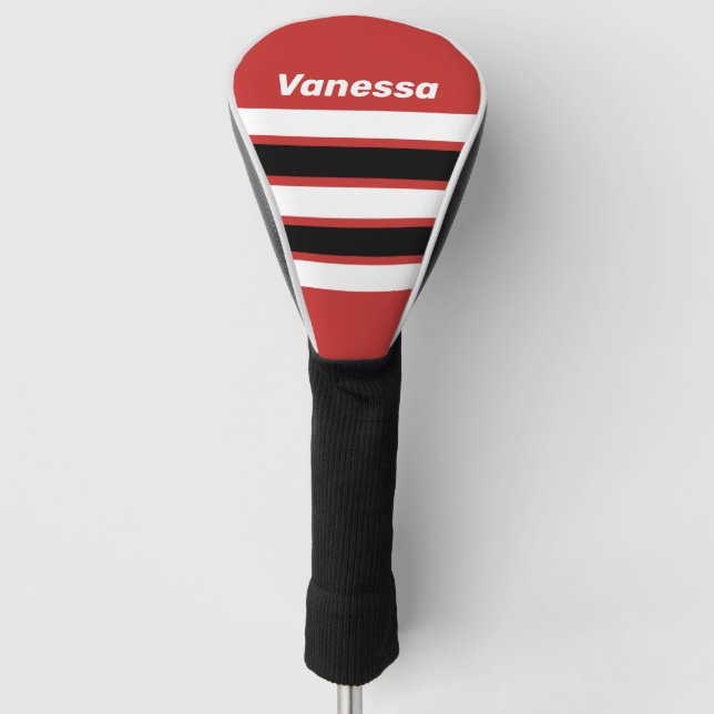 Retro Urban Zebra Across Striping with Name Golf Headcover (Vorderseite)