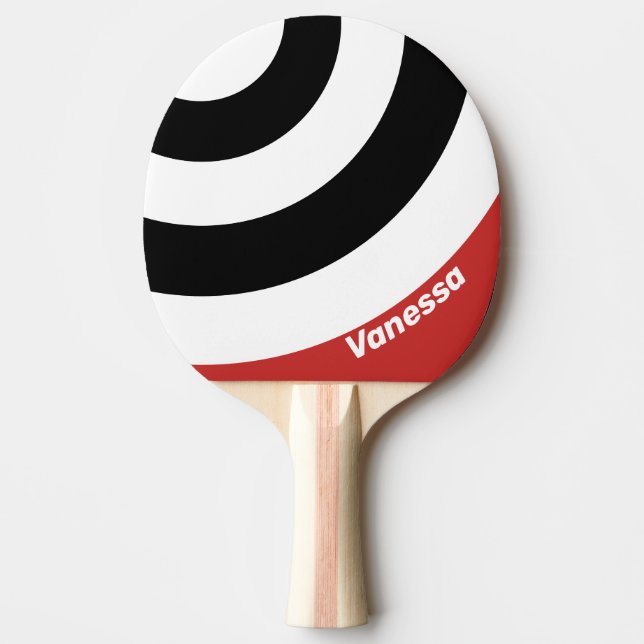 Retro Urban Zebra Circle Stripe with Name Tischtennis Schläger (Vorderseite)
