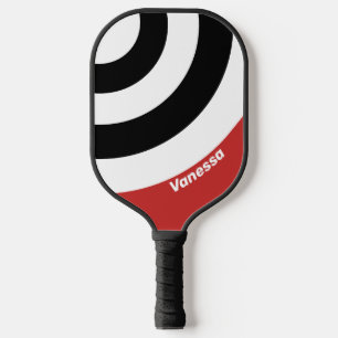 Retro Urban Zebra Kreisstreifen mit Namen Pickleball Schläger