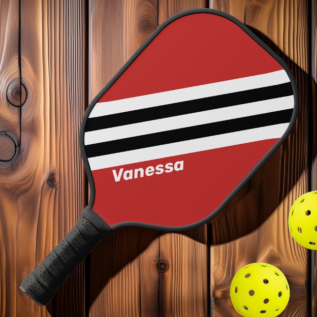 Retro Urban Zebra Streifen mit Namen Pickleball Schläger (Von Creator hochgeladen)