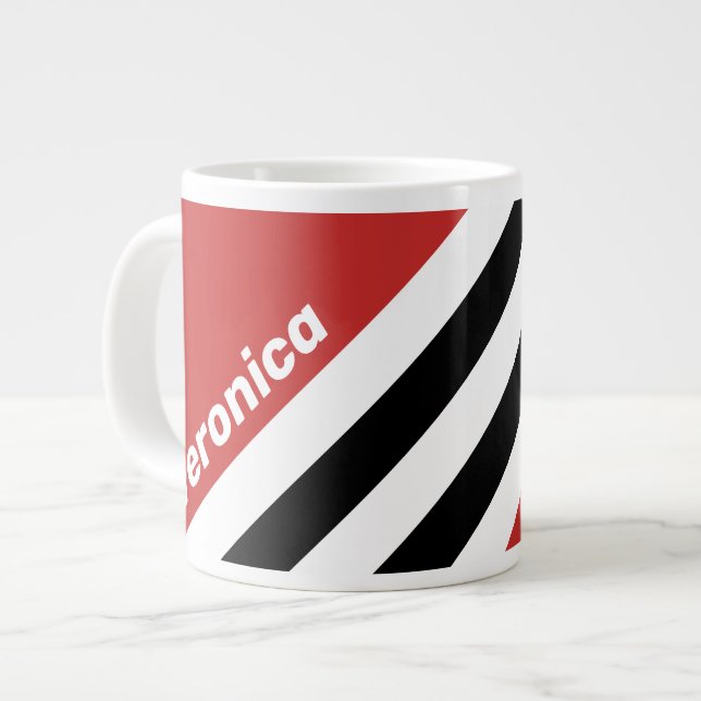 Retro Urban Zebra Stripes with Name Jumbo-Tasse (Vorderseite Links)