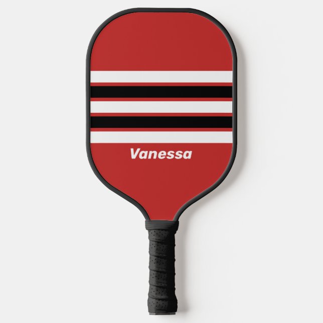 Retro Urban Zebra über Streifen mit Namen Pickleball Schläger (Vorderseite)