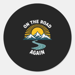 Retro Urlaub Camping Wandern Wieder auf Achse Runder Aufkleber