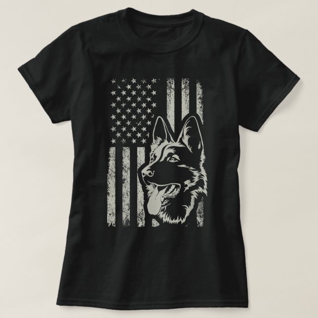 Retro US Flag Deutscher Schäferhund Mamas 4. Juli  T-Shirt (Design vorne)