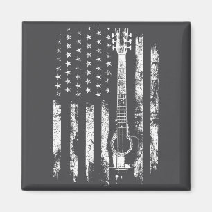 Retro-US-Flagge Akustikgitarre Abgenutzt Patriotis Magnet