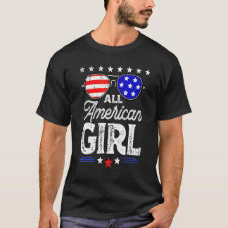 Retro US-Flagge Alle amerikanischen Mädchen Patrio T-Shirt