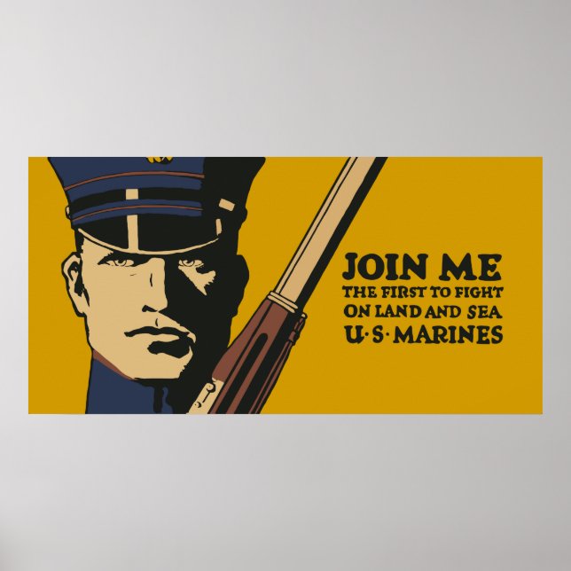 Retro-US-Marineinfanteristen, treten Sie mir bei Poster (Vorne)