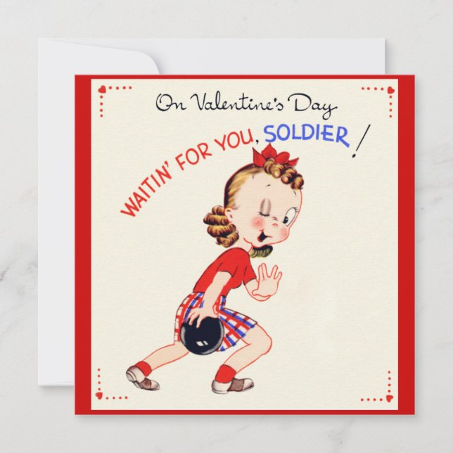 Retro US-MilitärValentinstag-Karte Einladung (Vorderseite)