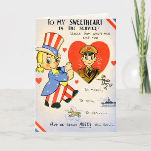 Retro US-MilitärValentinstag-Karte Feiertagskarte