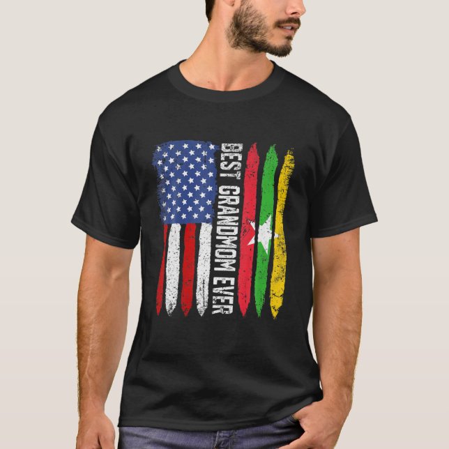 Retro US Myanmar Flag Beste Großmutter je Funny Mo T-Shirt (Vorderseite)