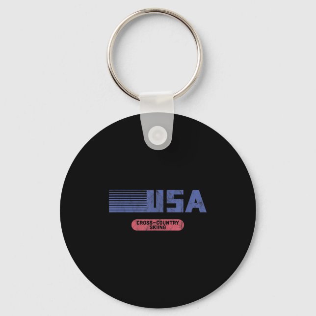 Retro USA 2022 Team American Cross Country Ski Schlüsselanhänger (Vorderseite)