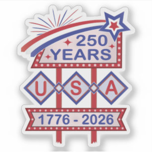 Retro USA 250. Jubiläums-Marquee-Schild 1776-2026 Aufkleber
