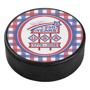 Retro USA 250. Jubiläums-Marquee-Schild 1776-2026 Eishockey Puck