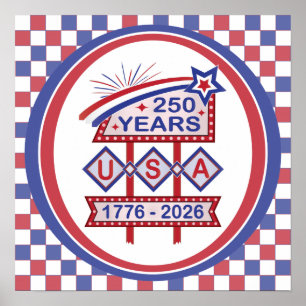 Retro USA 250. Jubiläums-Marquee-Schild 1776-2026 Poster