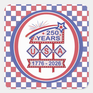 Retro USA 250. Jubiläums-Marquee-Schild 1776-2026 Quadratischer Aufkleber