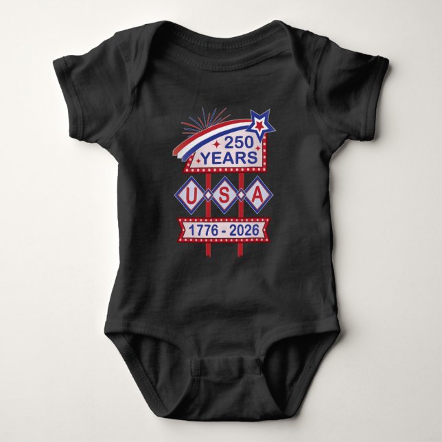 Retro USA 250th Anniversary Marquee Sign 1776-2026 Baby Strampler (Vorderseite)