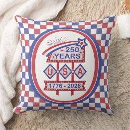 Retro USA 250th Anniversary Marquee Sign 1776-2026 Kissen