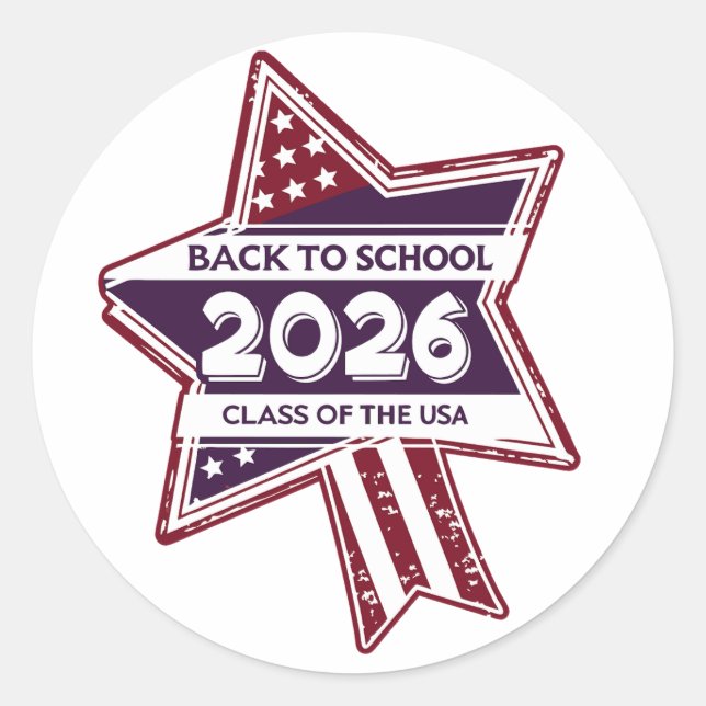 Retro USA Class 2026 Zurück in die Schule Runder Aufkleber (Vorderseite)