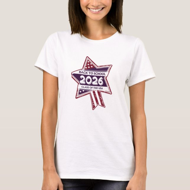 Retro USA Class 2026 Zurück in die Schule T-Shirt (Vorderseite)
