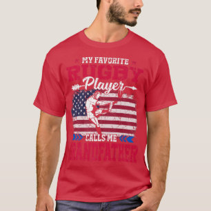 Retro USA Flag Rugby Player Calls Me Großvater 4 T-Shirt