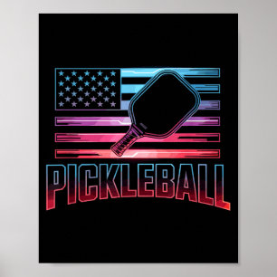 Retro-USA-Flagge patriotischer Pickleball-Schläger Poster