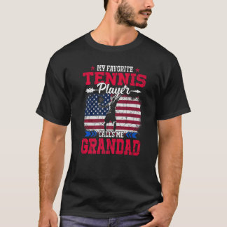 Retro-USA-Flagge Tennisspieler nennt mich Opa 4. T-Shirt