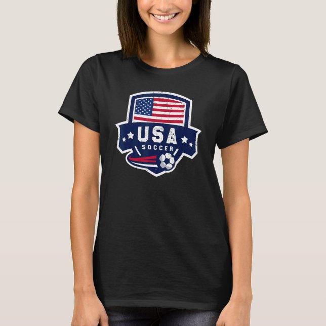 Retro USA Soccer Team American Flag Patriotic Me T-Shirt (Vorderseite)