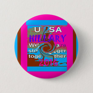 Retro USA Stärker Zusammen Abstract Art Druck Button