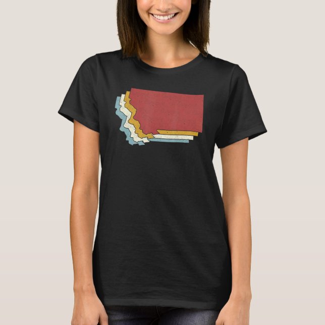 Retro USA State   Vintage Map Montana T-Shirt (Vorderseite)