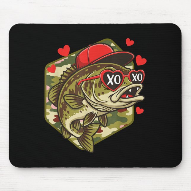 Retro Valentine B Fishing Camo Fisherman Valentine Mousepad (Vorne)