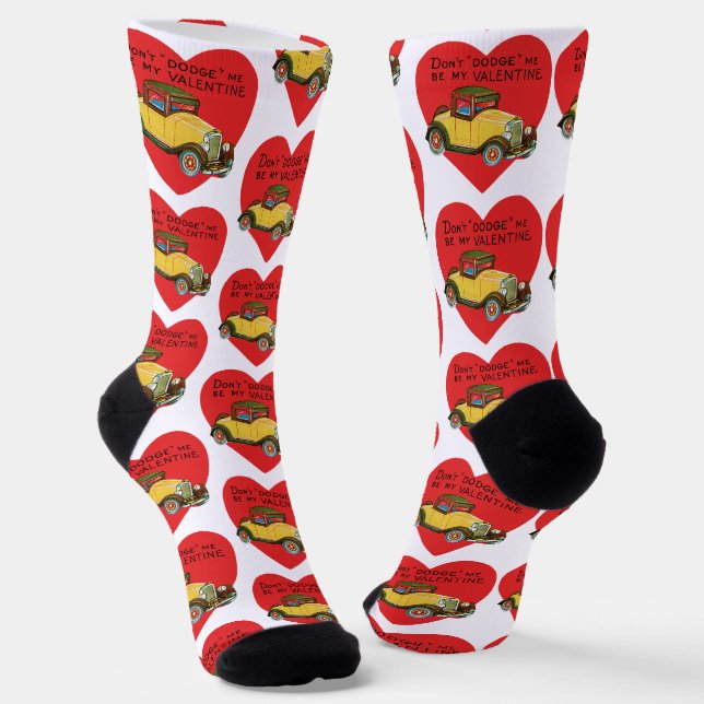 Retro Valentine, Don't Dodge Me, Be My Valentine! Socken (Gewinkelt)