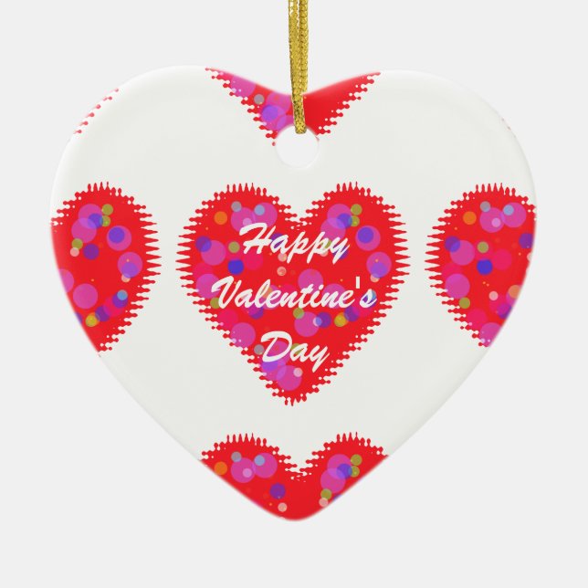 Retro Valentine Hearts Keramik Ornament (Vorne)