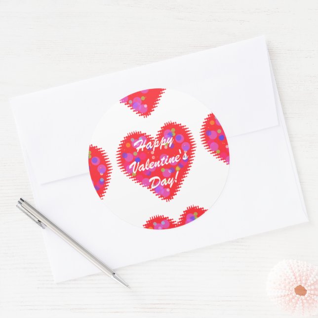 Retro Valentine Hearts Runder Aufkleber (Umschlag)